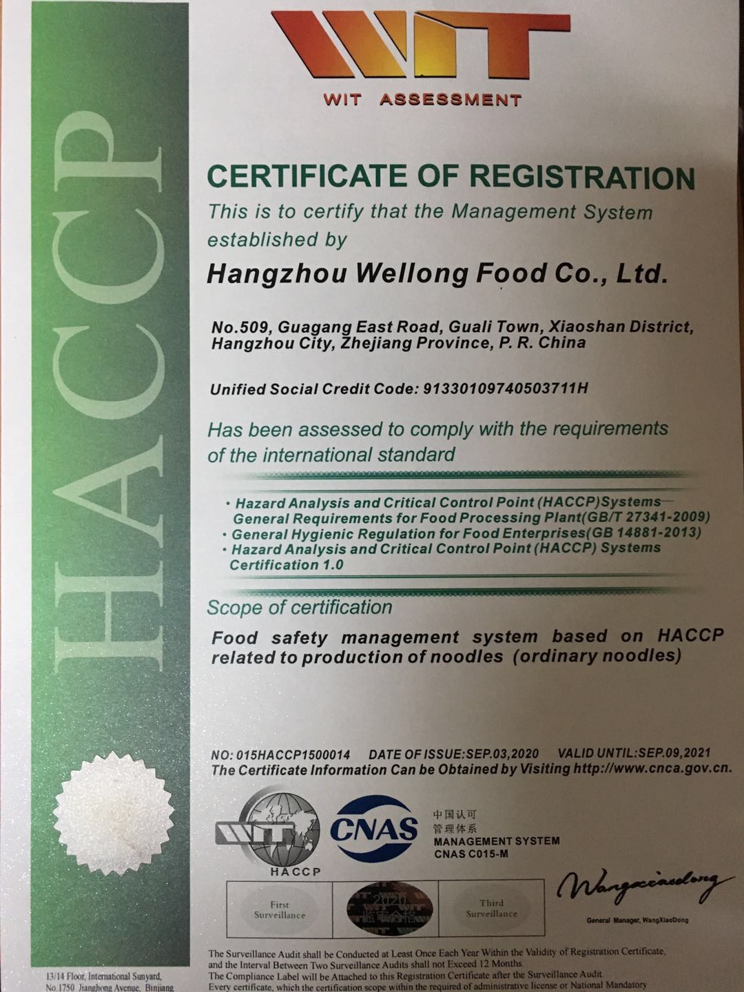 HACCP FOOD SAFETY CERTIFICATION